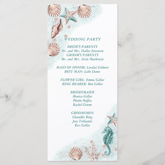 Programme Coastal Chic | Cérémonie Turquoise du Mariage de C (Dos)