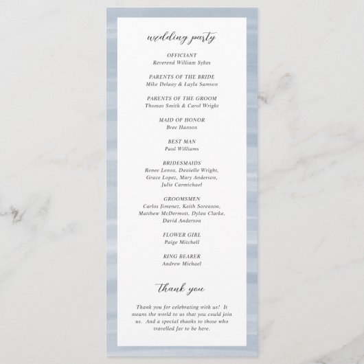 Programme Coastal Chic Muted Blue Mariage élégant (Dos)