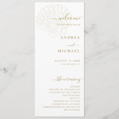 Programme Coastal Ivory & Gold Hand Drawn Seashell Wedding (Devant)