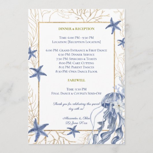 Programme Coastal Wedding Blue & Gold Program (Dos)