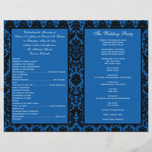 Programme Cobalt Blue and Black Mariage damassé (Dos)