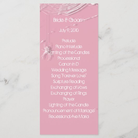 Programme Cobwebs et White Spiders Wedding Program Card (Dos)