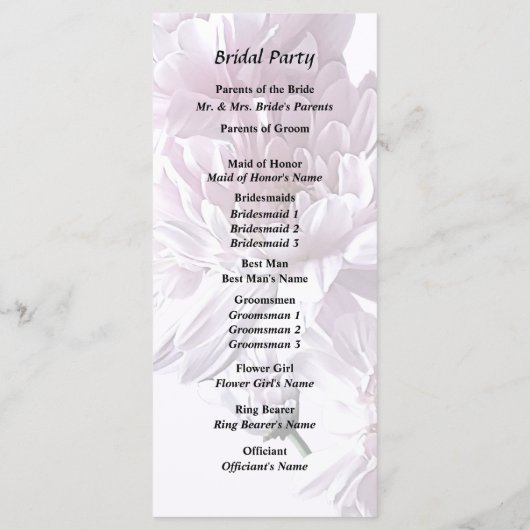 Programme Coeur rose Chrysanthème (Dos)