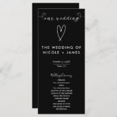 Programme Coeurs modernes Noir & Blanc Mariage minimal (Devant / Derrière)