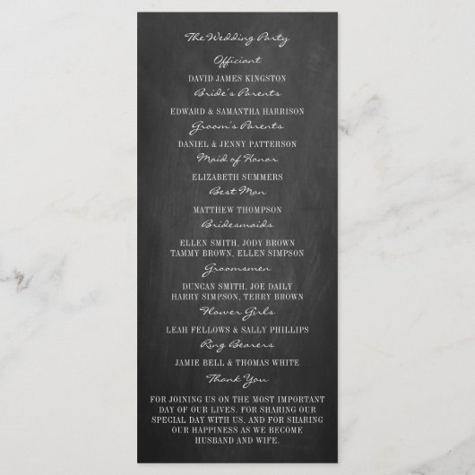 Programme Collection de Mariage Chandelier élégant (Dos)