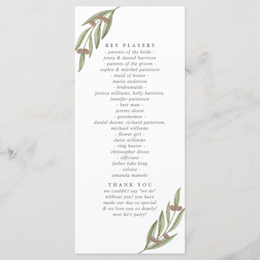 Programme Collection de Mariages de Branches d'Olivier (Dos)