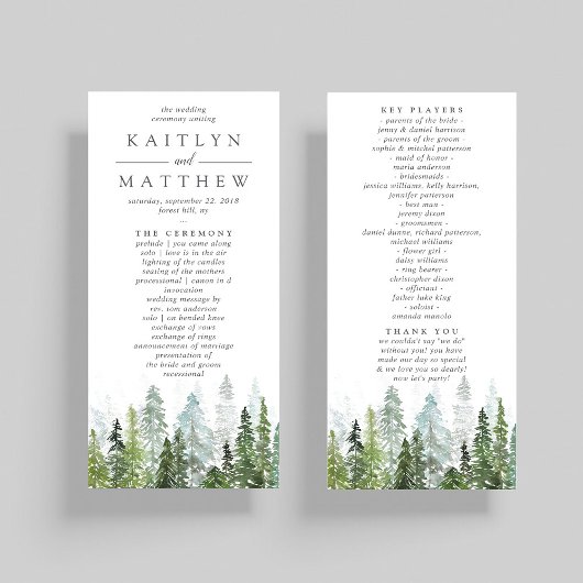 Programme Collection de Mariages de la forêt de pins d'aquar