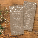 Programme Collection de Mariages Rustic Burlap<br><div class="desc">Simple mais élégant, les lampes à cordes de la collection rustique mariage burlap est un design étonnant avec de belles lumières à cordes blanches suspendues sur un arrière - plan effet burlap, qui est parfait pour toute célébration mariage rustique. Ces programmes peuvent être personnalisés pour votre occasion spéciale et rendraient...</div>