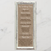 Programme Collection de Mariages Rustic White Frame & Burlap (Dos)
