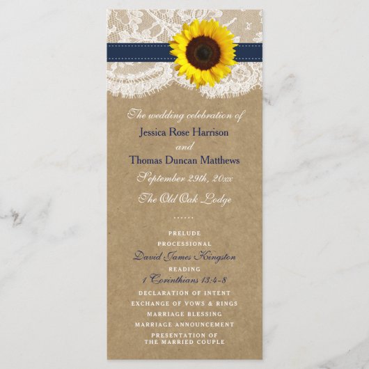 Programme Collection Kraft, dentelle et tournesol - Navy (Devant)