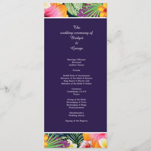 Programme Coloré hawaïen tropical Mariage (Dos)