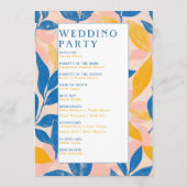 Programme Coloré moderne Botanique bleu jaune Mariage (Dos)