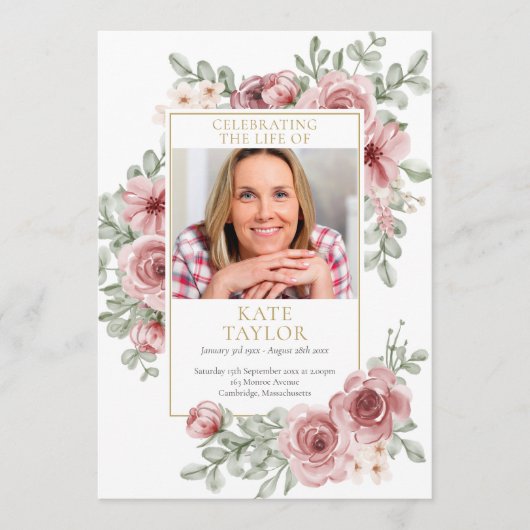 Programme Commande de service funéraire florale rose poussié (Devant)