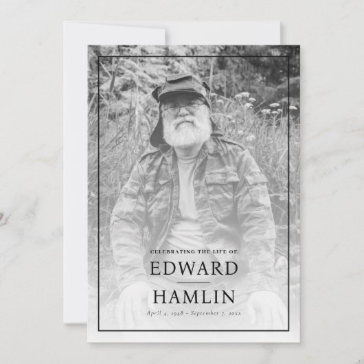 Programme commémoratif de célébration de la vie (Devant)