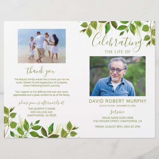 Programme commémoratif de l'ordre funéraire du ser (Devant)