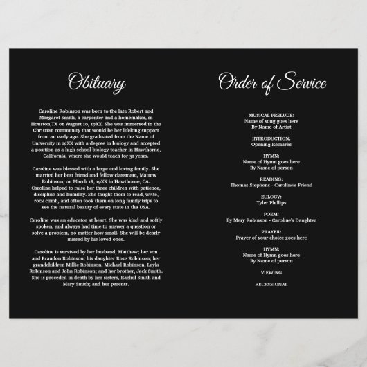 Programme commémoratif des funérailles budgétaires (Dos)