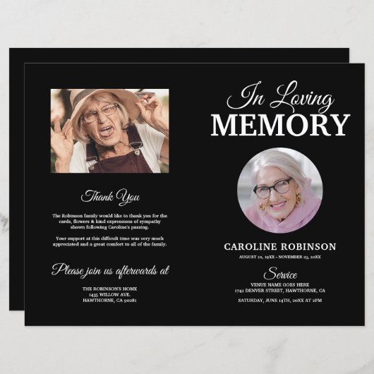 Programme commémoratif des funérailles budgétaires (Devant / Derrière)