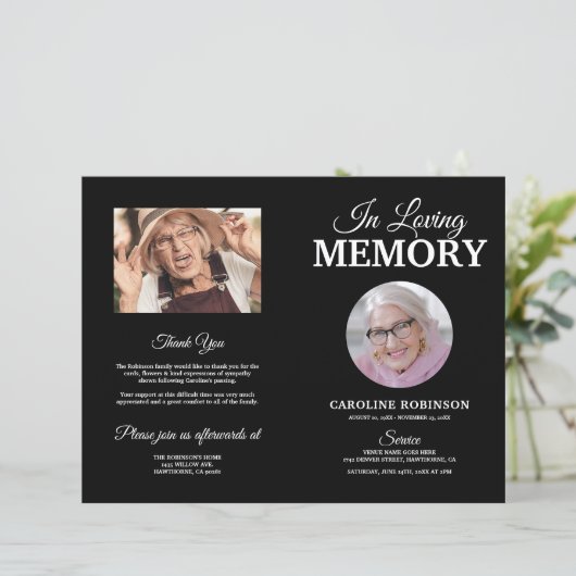 Programme commémoratif des funérailles budgétaires (Debout devant)