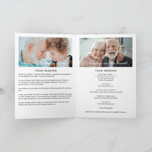 Programme commémoratif/funéraire moderne plié de 1 (Intérieur)