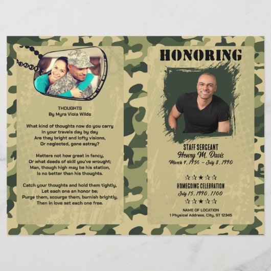 Programme commémoratif militaire de la fatigue de  (Devant)