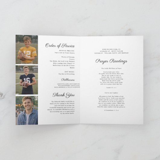 Programme commémoratif plié avec couverture photo (Intérieur)