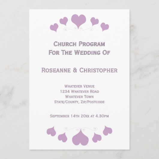 Programme Conception de cœurs de lilas pour mariage (Devant)