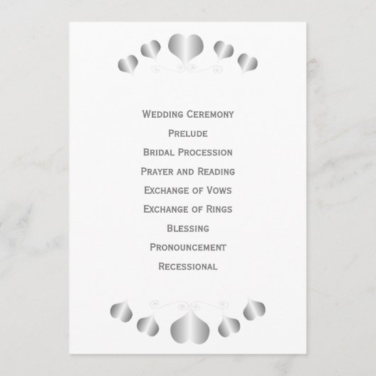 Programme Conception de mariage Silver Hearts Design (Dos)