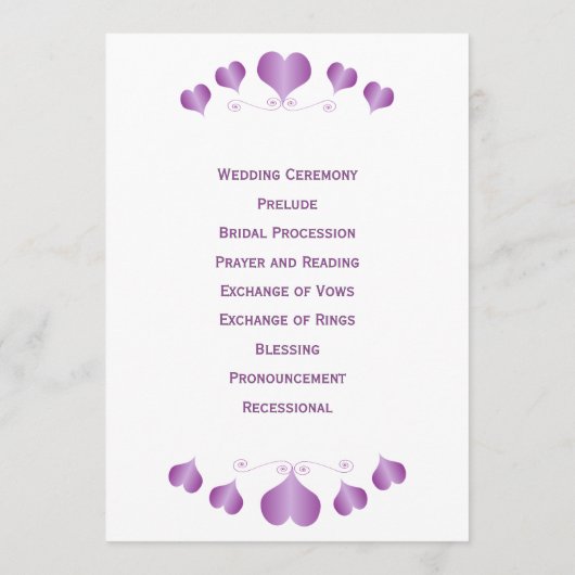 Programme Conception de mariages Cœurs violets (Dos)