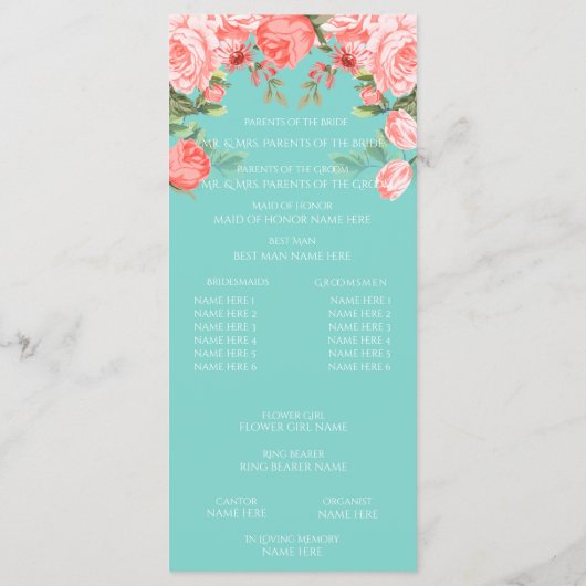 Programme Conception florale de jolies teintes de sarcelle e (Dos)