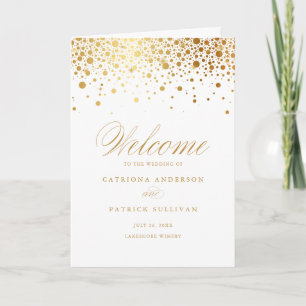 Programme Confettis en feuille d'or blancs Livret de mariage