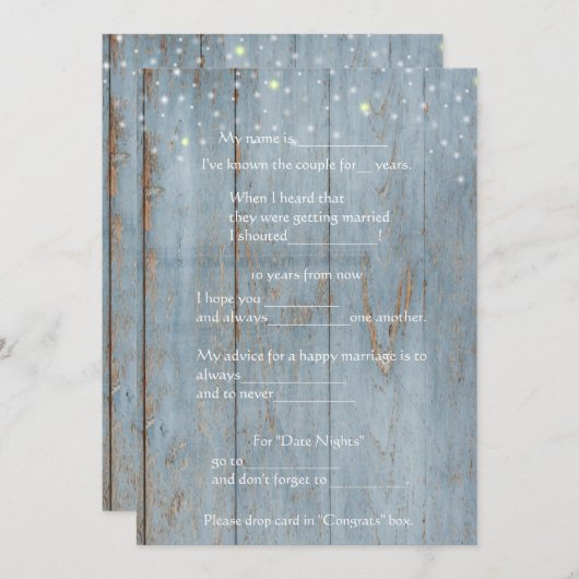 Programme Conseils de mariage drôles, bois rustique, personn (Devant / Derrière)