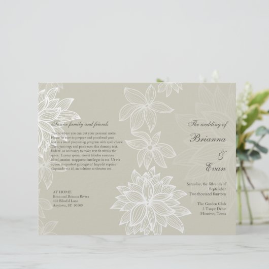 Programme Contoured Bloom Taupe Wedding Circulaire (Debout devant)