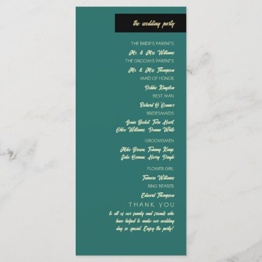 Programme Coquillage et Coeurs, Mariage plage (Dos)