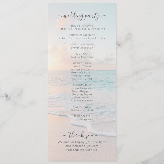 Programme Coquillages Plage nautique Mariage Or Moderne (Dos)