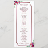 Programme Corail métallique simple et élégant |Mariage moder (Dos)