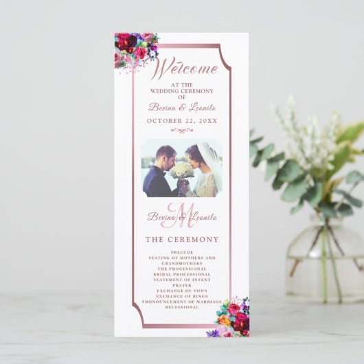 Programme Corail métallique simple et élégant |Mariage moder (Debout devant)