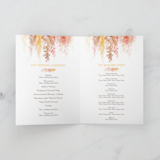 Programme Corail rouge orange vigne marron mariage (Intérieur)