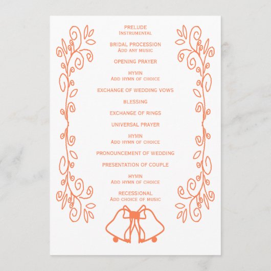 Programme Coral Bells Scrollwork Design Mariage (Dos)