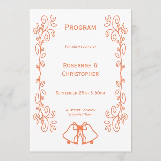 Programme Coral Bells Scrollwork Design Mariage (Devant)
