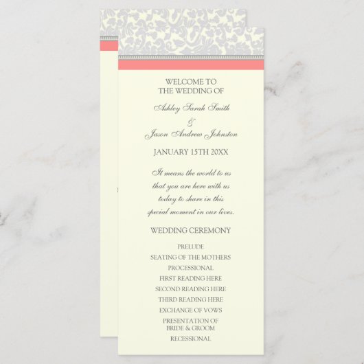 Programme Coral Grey Off White Mariage damassé (Devant / Derrière)