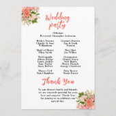 Programme Coral rose rose Roses Mariage Floral (Dos)