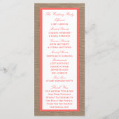 Programme Coral Seahorse Burlap Beach Wedding Collection (Dos)