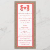 Programme Coral Seahorse Burlap Beach Wedding Collection (Devant)