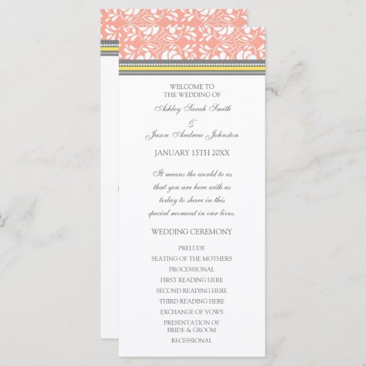 Programme Coral Yellow Grey Mariage damassé (Devant / Derrière)