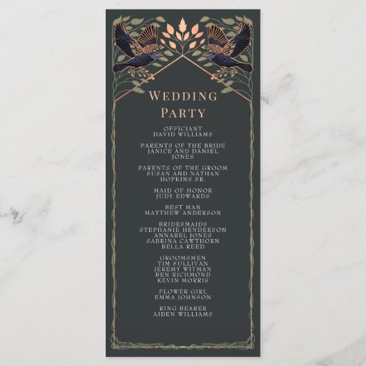 Programme Corbeau gothique enchanté Mariage floral Sage vert (Dos)