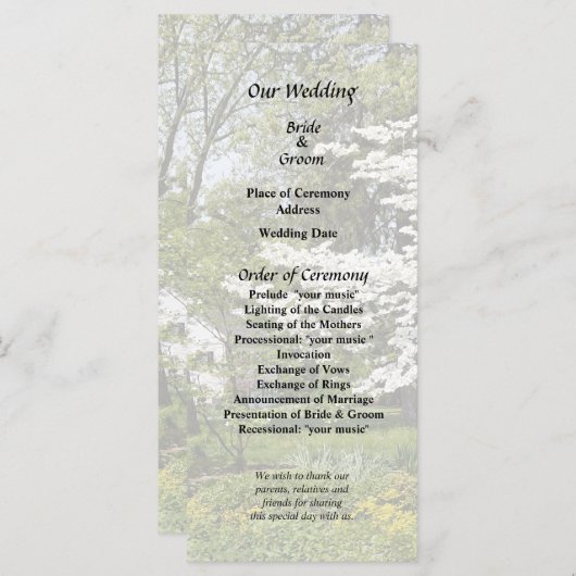 Programme Cornouiller en Fleur (Devant / Derrière)