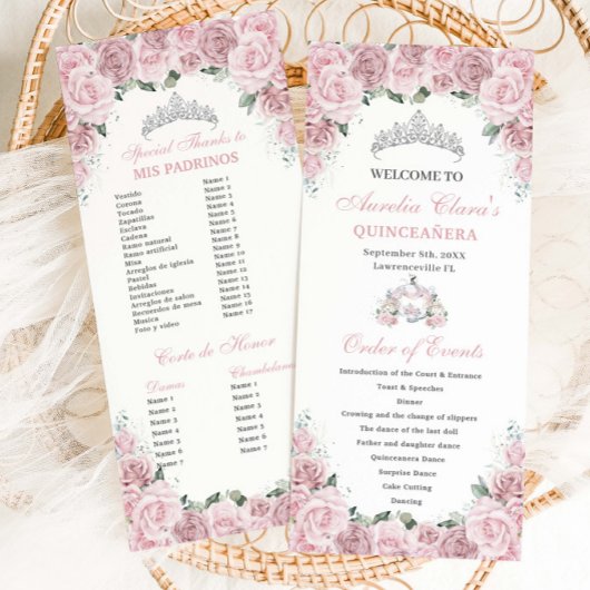 Programme Cortège Floral Rose Tendre de Quinceañera Commande