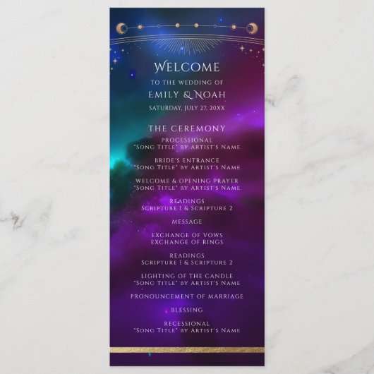 Programme Cosmic Purple Turquoise or Sun Moon Mariage d'astr (Devant)