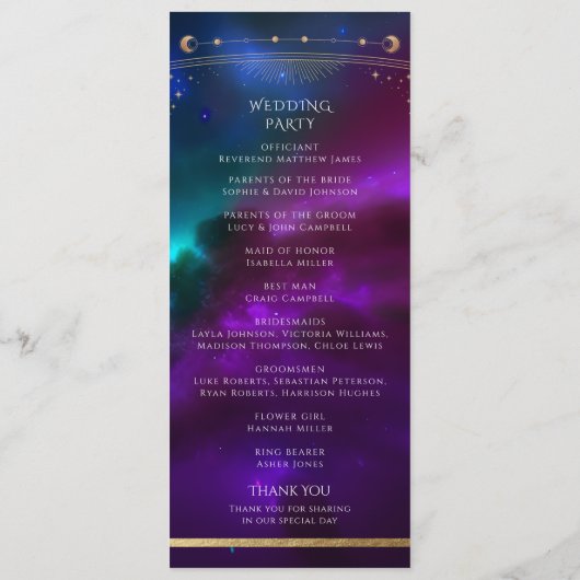 Programme Cosmic Purple Turquoise or Sun Moon Mariage d'astr (Dos)