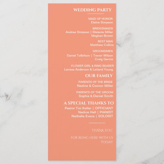 Programme Couleurs modernes Mariage Collage (Dos)